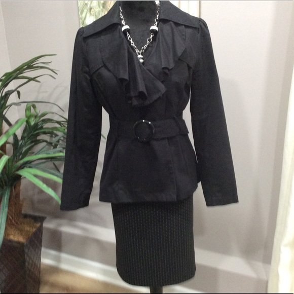 Willi Smith Ruffled Collar Trench Style Jacket - Picture 11 of 13